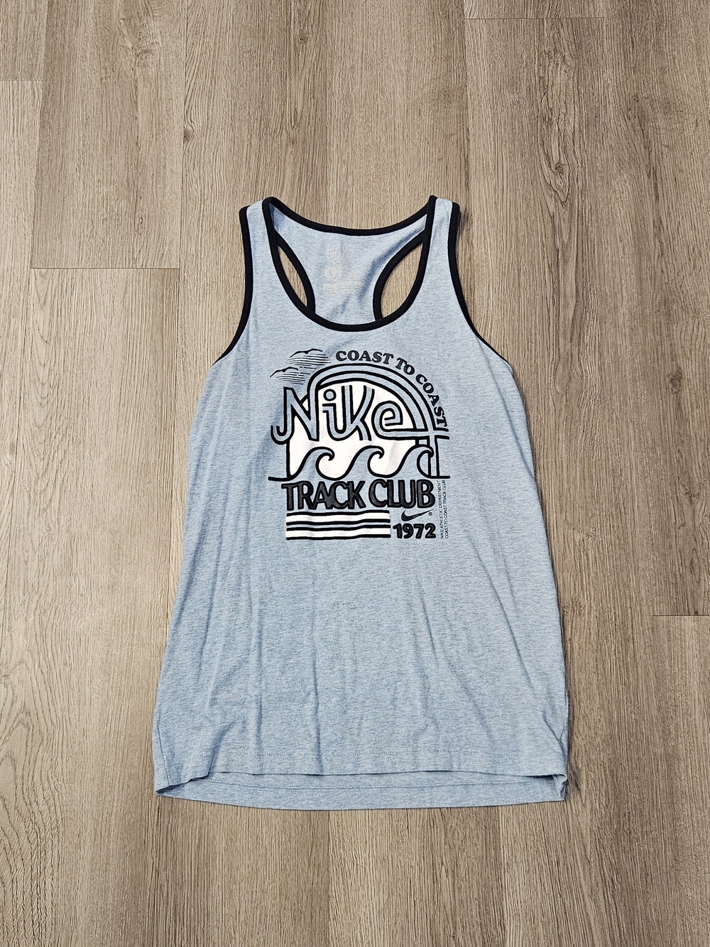 Nike Light Blue Racerback Tank with Black Trim and Graphic